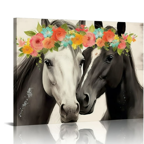 Nawypu Horse Wall Art - Horses Wall Art & Decor - Barn Farmhouse Living room Home Decor - Teens Bedroom Girls Room Poster Set - Country Western Shabby chic Boho 20x16 inch