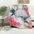 thumbnail image 1 of Nawypu  Hummingbird Floral Blanket Bird Colorful Flowers Print Gifts for Women Kids Girls Mom Bedroom Living Room Birthday Mother's Day Decor Soft Cozy Plush Throw Blanket, 1 of 6