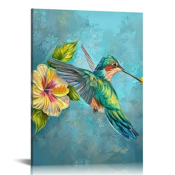 Nawypu Hummingbird Wall Art Painting Modern Canvas Prints Bird Picture for wall Stretched Ready to Hang for Home Decoration