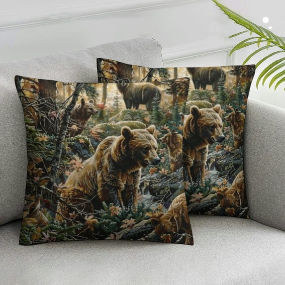 Nawypu Hunting Deer Bear Moose Print Farmhouse Fall Home Decor Cushion Case,Throw Pillow Covers for Couch Bed Sofa,2 Pcs