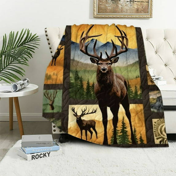 Nawypu Hunting Gifts Blanket, Deer Hunter Gifts for Men, Cozy Fuzzy Soft Hunting Throw Blanket for Men Dad Husband Boy, Deer Hunting Flannel Blankets for Couch Bed Sofa, Twin Size