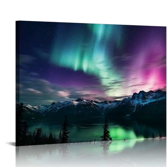 Nawypu Iceland Northern Llights Wall Art Aurora Borealis Canvas Framed Pictures Prints for Bedroom Living Room Wall Decor