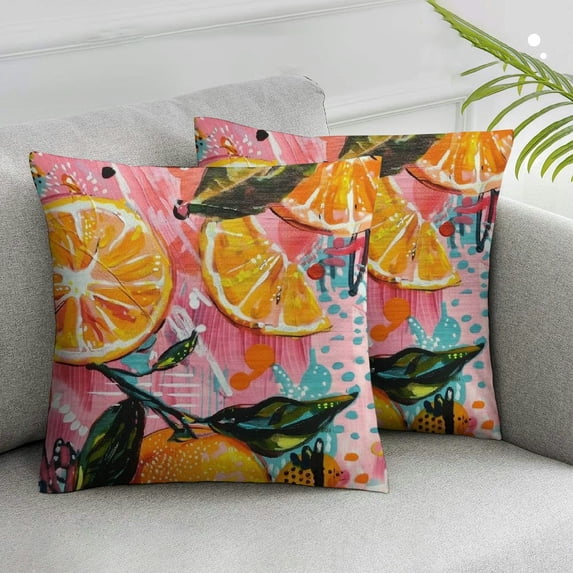 Nawypu Ink Texture Lemon Grapefruit Pillow Covers Watercolor Fruit Pillow Cases Two-Sides Design Pillow Cover Home Decor for Living Room Couch Bed Sofa,Set of 2 White