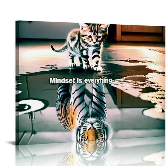 Nawypu Inspirational Wall Art Cat Entrepreneurship Positive Canvas Poster Print Artwork Painting Picture Motivational Entrepreneur Art Quotes Office Wall Decor Artwork