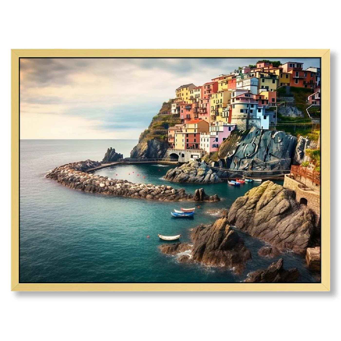 Nawypu Italy Cinque Terre Manarola Sea Mediterranean Wall Art Painting ...