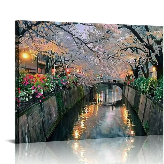 Nawypu Japanese Cherry Spring Pink Cherry Blossoms Posters And Prints Decor Pictures for Living Room Decorations Contemporary Kitchen Wall Artwork Paintings Wall Canvas for Office Giclee on Canvas