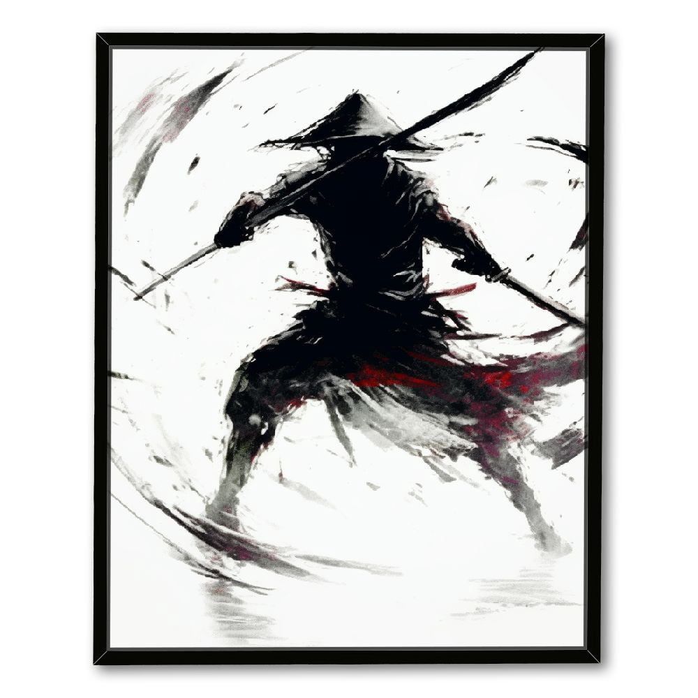 Nawypu Japanese Samurai Canvas Wall Art Black and White Warrior Figure ...