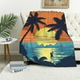 thumbnail image 1 of Nawypu Japanese Samurai Palm Tree Vaporwave Blanket Flannel Blankets Super Soft Plush Furry Blanket for Bedding Couch and Plush House Warming Decor Gift Idea, 1 of 6