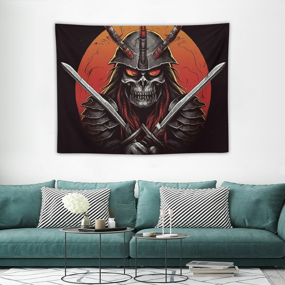 Nawypu Japanese Samurai Tapestry Oni Mask Wall Hanging Aesthetic Cool