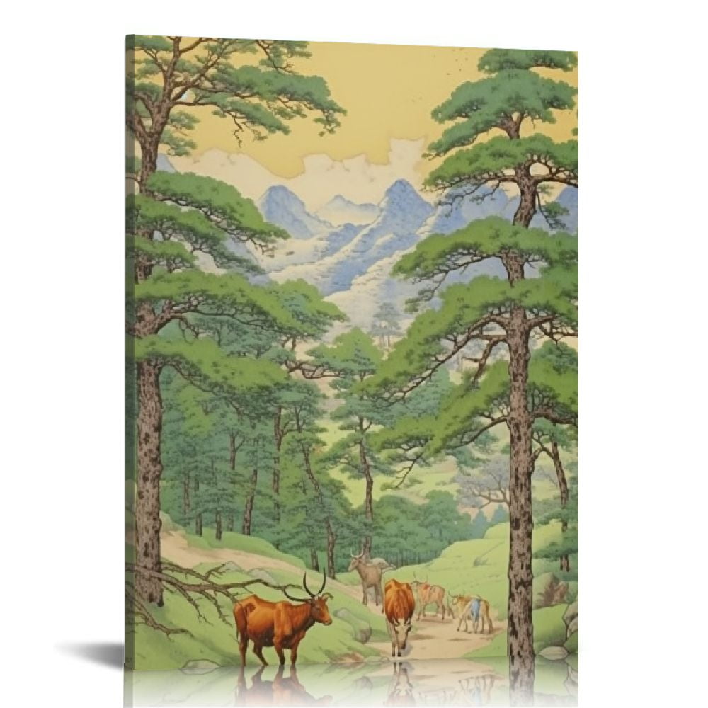 Nawypu Japanese Scroll Wall Art Chinese Canvas Wall Art For Living Room