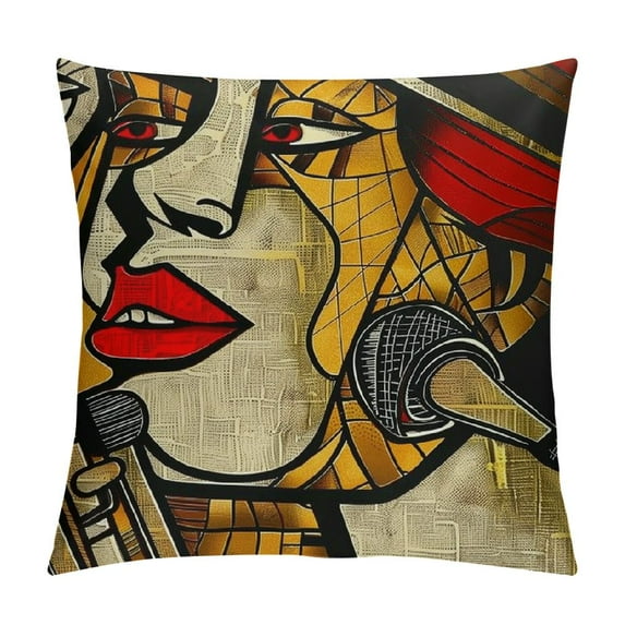 Nawypu Jazz Art Pillow Cover,Abstract Jazz Music Art with and Piano Painting Cushion Covers Home Decorative Throw Pillowcases