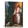 thumbnail image 1 of Nawypu Jesus Christ Knocking at The Door Canvas Wall Art Print Poster Picture Modern Office Home Room Decor, 1 of 4