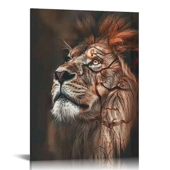 Nawypu Jesus and Lion Canvas Wall Art Poster Prints Christian Wall Decor Christ Lion Picture Artwork Jesus Lion Painting for Home Bedroom Living Room Office Decoration Jesus and Lion Wall Art-