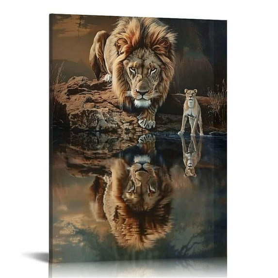 Nawypu  Jesus Wall Art-Lion And Lamb Poster For Christian Home Decor-Lion And Lamb Canvas Prints Picture for Room Living Decor