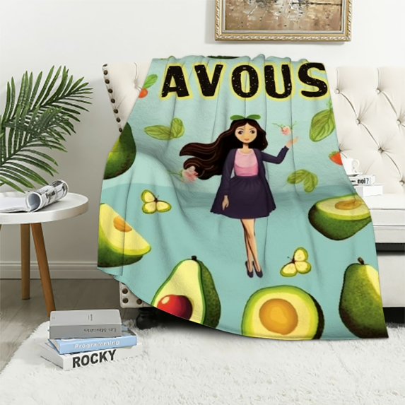 Nawypu Just A Girl Who Loves Avocado Throw Blanket for All Season Super Soft Warm Fluffy Lightweight Flannel Blanket Cozy Fuzzy Plush Bedding Blanket Gift for Girls Couch Sofa