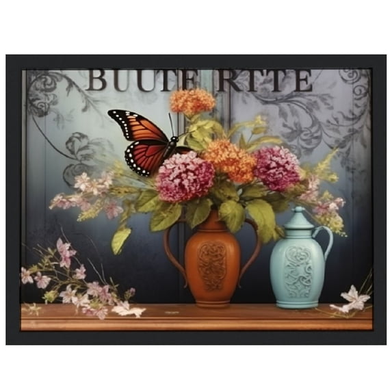 Nawypu Just Breathe Canvas Wall Art - Melancholic Window Framed Vintage Flower Vase Print Home Decor for Entryway, Living Room, Bedroom, Kitchen, Patio, Cafe & Restaurant