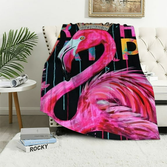 Nawypu Just A Girl Who Loves Flamingos Blanket Cute Flamingos Decor Throw Blanket Gifts for Girls Super Warm Soft Plush Lightweight Flannel Blanket Winter Bedding Blanket for Kids Adults Women