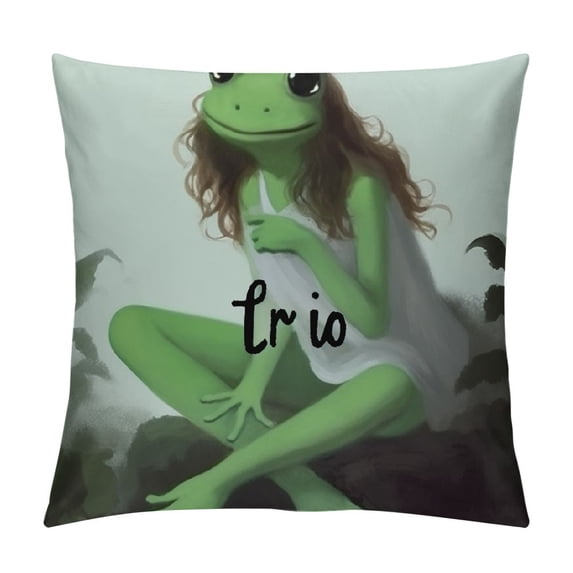 Nawypu Just a Girl Who Loves Frog Throw Pillow Case ,Cute Little Frog Decorative Cushion Cover for Farmhouse Yard Bedroom Girls Room,Funny Gifts for Frog Lovers Daughter Girls Sister