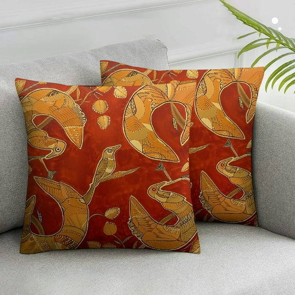 Nawypu Kangaroo Tribal Aboriginal Art Style Red Throw Pillow Cover for Kids 2pcs Pillow Case for Sofa Bed Chair Living Room Home Decorative Square Cushion Cover