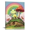 thumbnail image 1 of Nawypu Kawaii Frog Mushroom Wall Art Print,japanese aesthetics Cute Room Decor,Funny Frog Mushroom Creativity Nature Illustration Canvas Art Painting for teen Bedroom Home Decor, 1 of 4