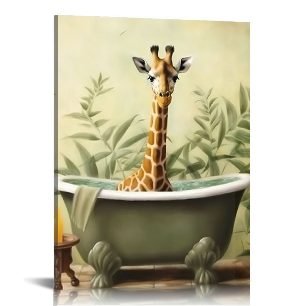 OWNANRTHM Dog Bathroom Wall Art Dog Toilet Painting Black And White Animal Bathroom Canvas Wall Art Funny Pet Animal Toilet Paper Poster Pictures For Bath Restroom Wall Framed 8X10 Inch