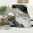 thumbnail image 1 of Nawypu  King Size Blanket Black and Gold Bedding Marble King Size Throw Blanket for Bed Modern Abstract Marble Texture Soft Lightweight Fluffy Flannel Blanket (Grey Gold,King), 1 of 6