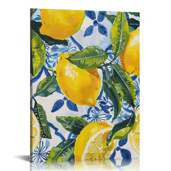 Nawypu Kitchen Lemon Print Canvas Wall Art Poster Sorrento Lemon Amalfi Painting Artwork Framed for Home Kitchen Decoration