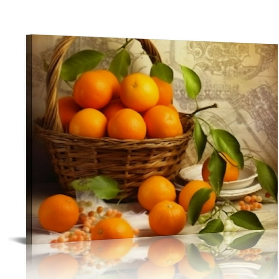 Nawypu Kitchen Wall Decor Canvas Art for Dining Room Vintage Theme Fruit Pictures Farmhouse Rustic Signs Paintings Bar Accessories Realism Colorful Framed Decorations