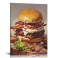 thumbnail image 1 of Nawypu  Kitchen Wall Decor Hamburger Canvas Painting Wall Art Kitchen Decor, Delicious Breakfast Artwork for Dinning Room Restroom Bedroom Coffee Room Bar Modern Home Wall Decor, 1 of 4