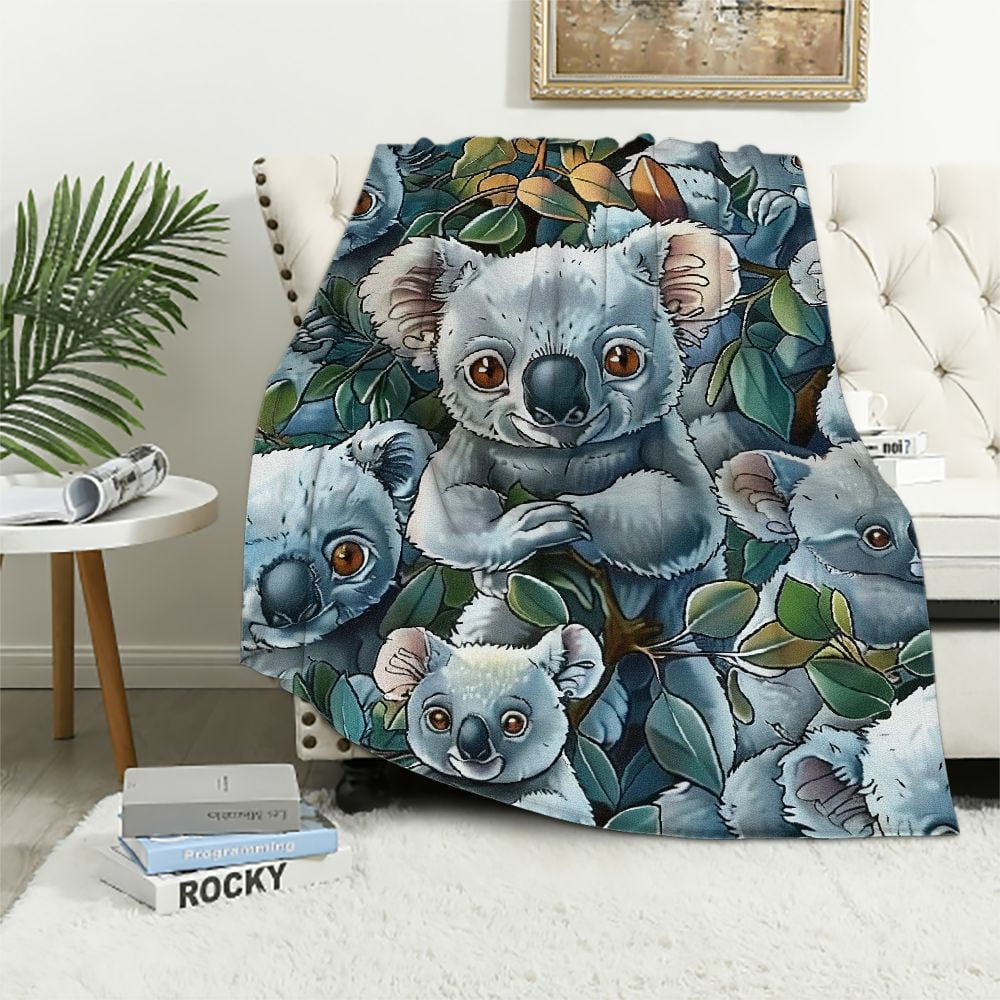Nawypu Koala Throw Blanket,Flannel Cute Koalas Themed Stuffed Animal