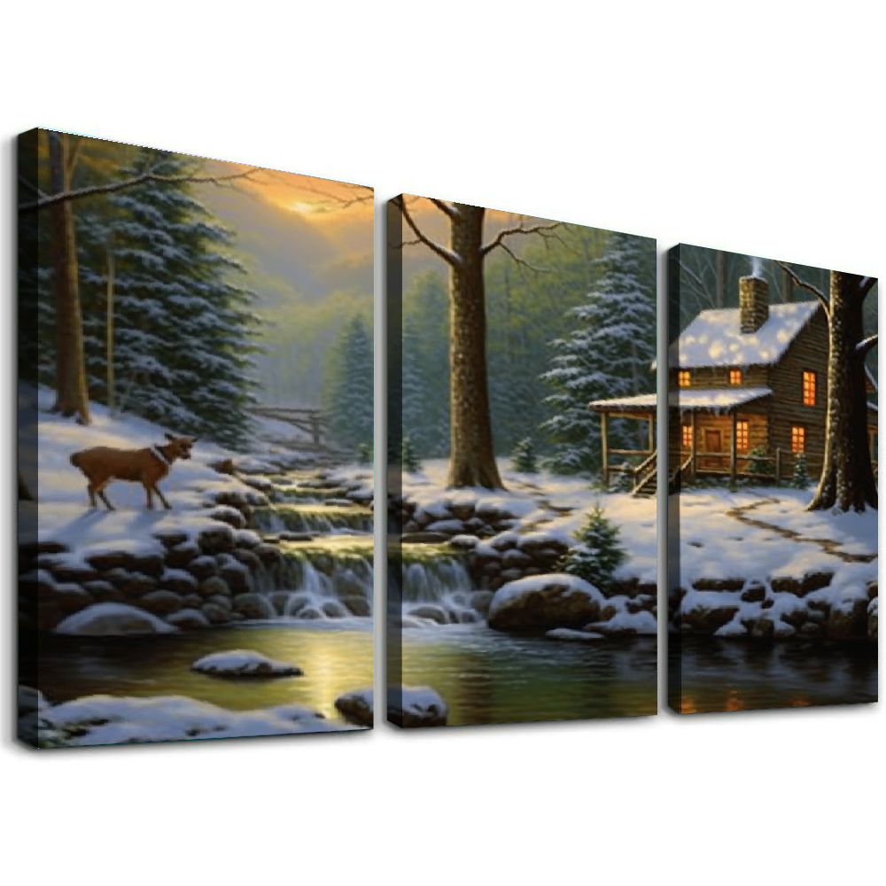 Nawypu LED Canvas Wall Art, 12''x16''X3 Panels, Fiber Optic Light Up