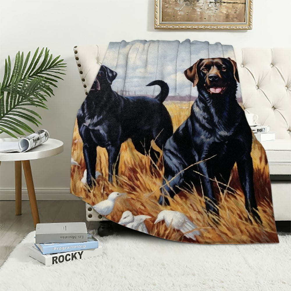 Nawypu Labrador Retriever Black Lab Blanket Gift for Dog Lovers Throw Woven from Cotton