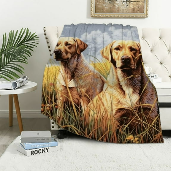 Nawypu Labrador Retrievers Yellow Lab Blanket - Gift for Dog Lovers - Throw Woven from Cotton