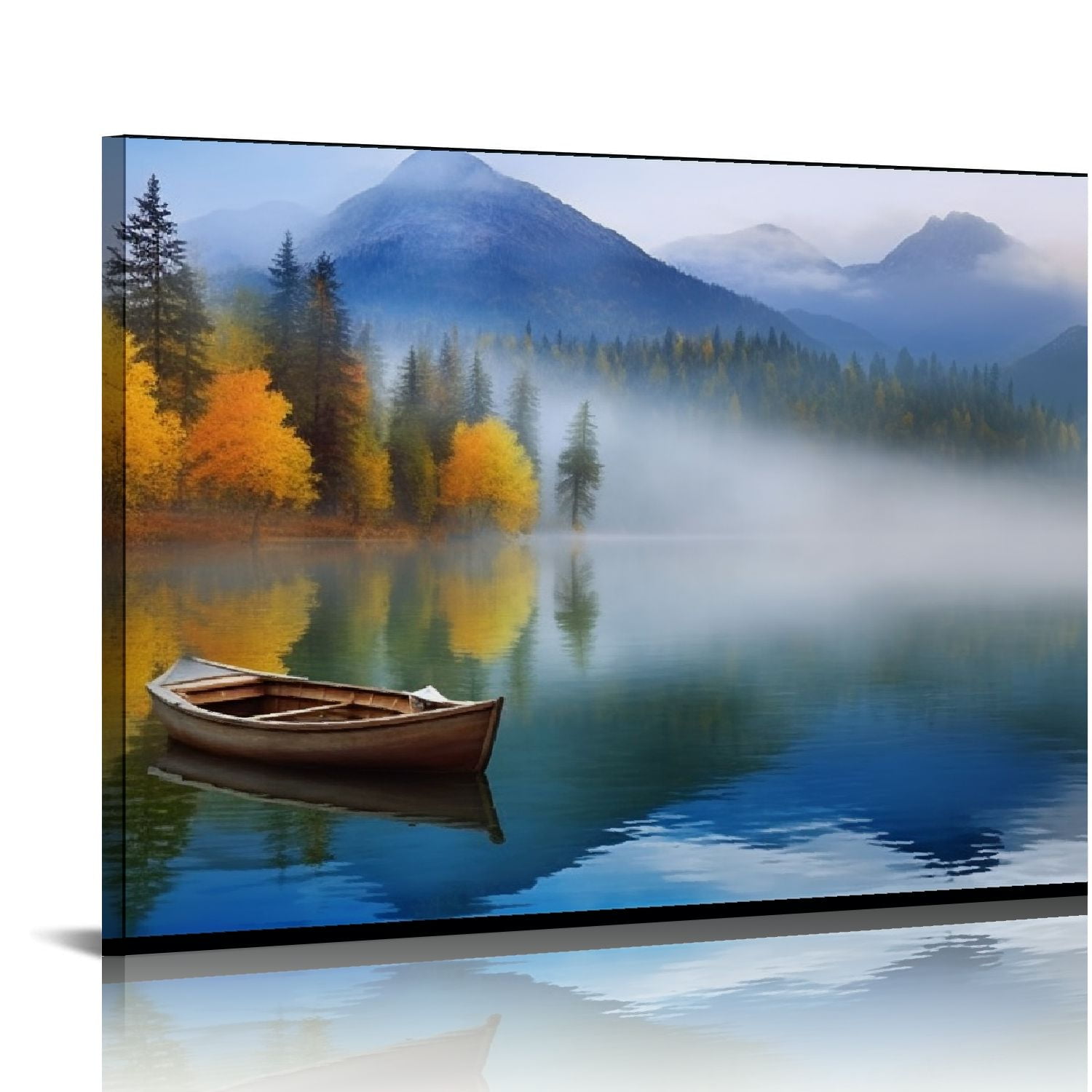 Nawypu Lake Canvas Wall Art Blue Mountain Sky Nature Landscape Boat ...