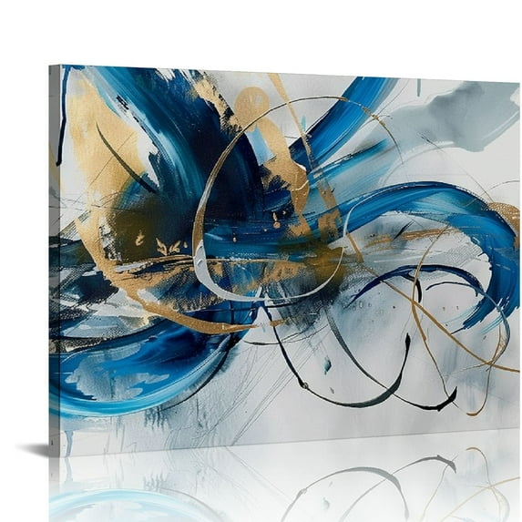 Nawypu Large Abstract Canvas Art Elegant Combination of Tones Modern Living Room Wall Decor Black and White Gray Background Blue Gradient Picture Size