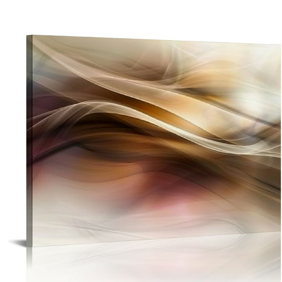 Nawypu Large Abstract Canvas Print Artwork Brown Beige Waves Canvas Wall Art Framed Modern Abstract Art Painting Decor for Living Room, Bedroom, Office