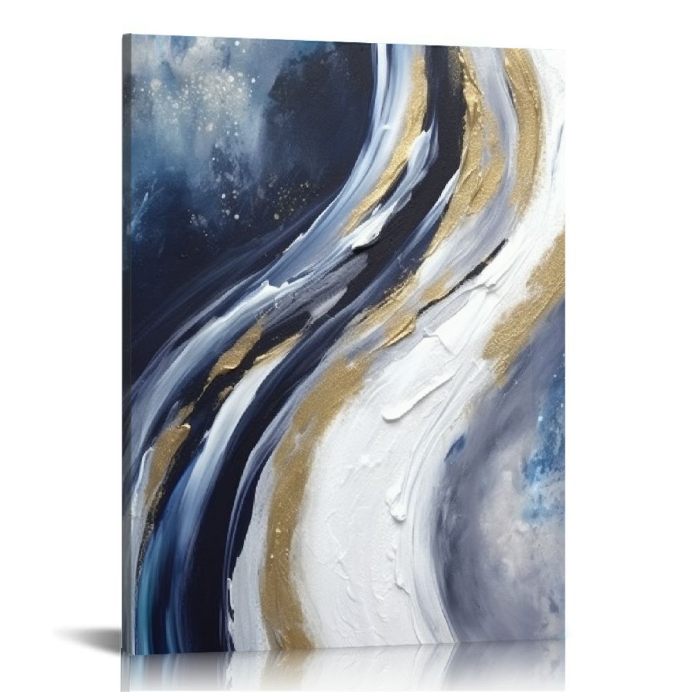 Nawypu Large Abstract Canvas Wall Art with Gold Frame for Living Room ...
