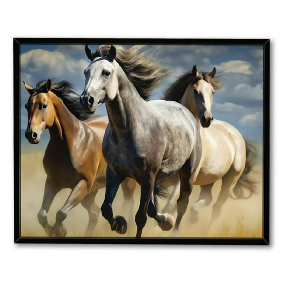 Nawypu Large Animal Pictures Wall Art Desert Running Horses Painting Picture Print on Canvas Modern Living Room Office Wall Decor With Wood Frame Ready to Hang
