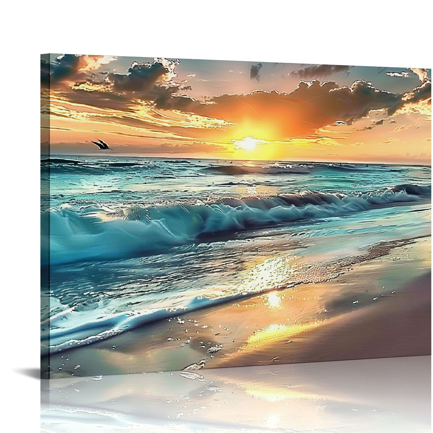 Nawypu Large Beach Pictures WallArt For Living Room Blue Beach