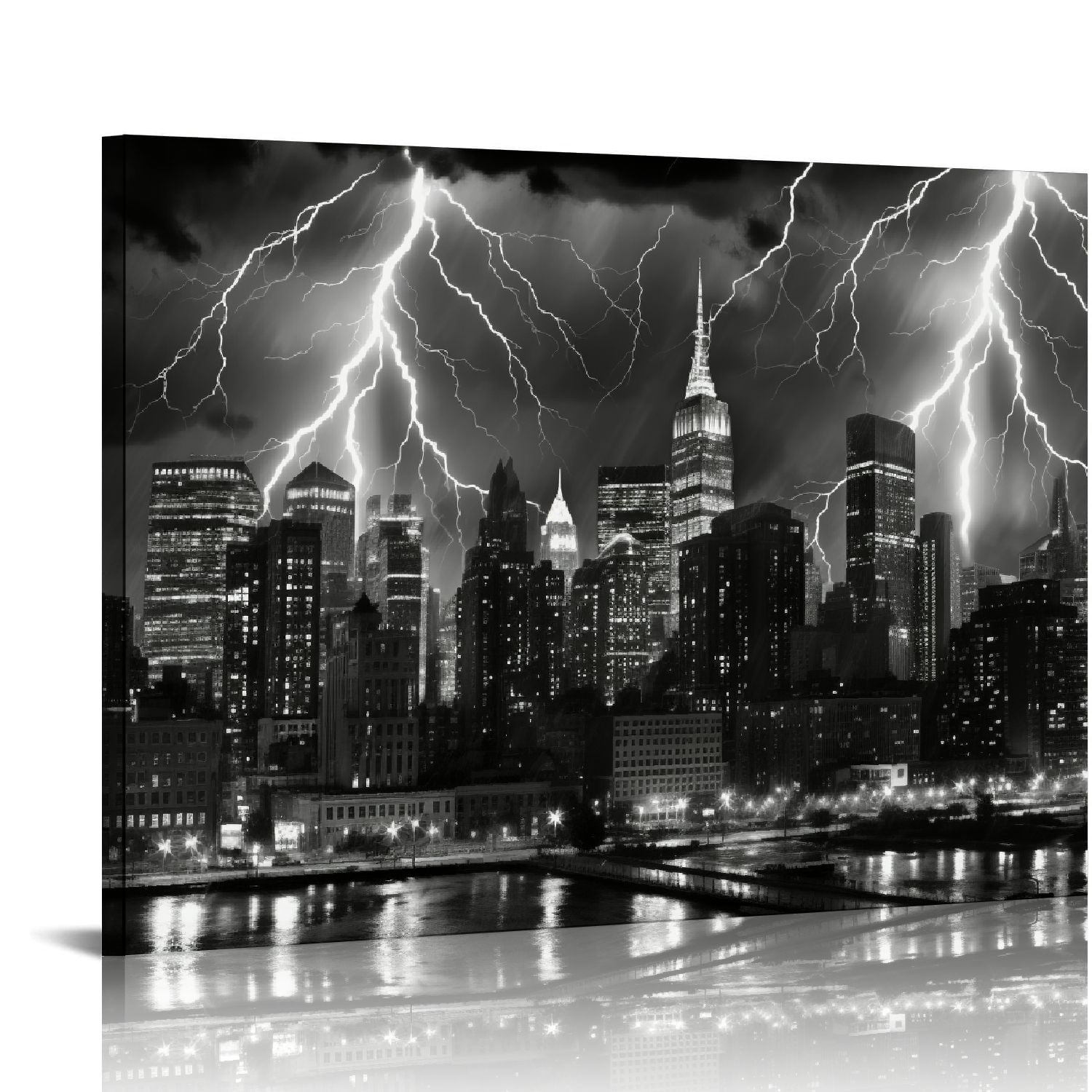 Nawypu Large Black and White New York City Canvas Wall Art Nature ...