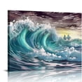thumbnail image 1 of Nawypu  Large Canvas Wall Art Black and White Seascape Picture Abstract Teal Sea Wave Prints Beach Wall Decor for Living Room Bedroom, 1 of 4
