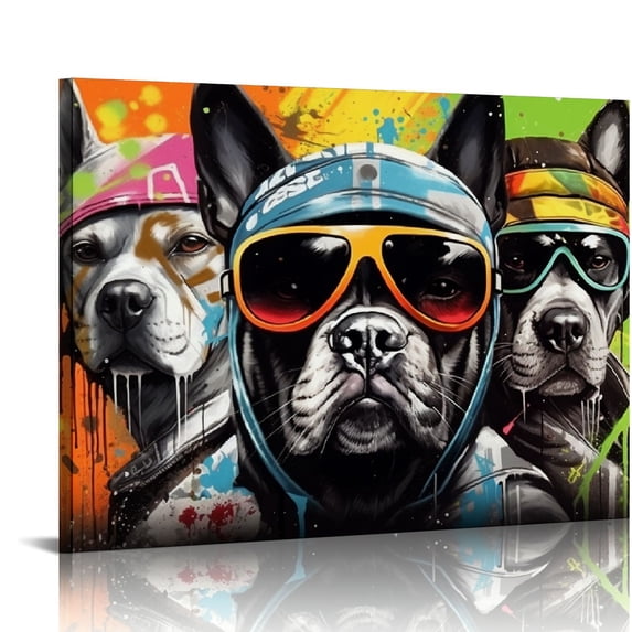 Nawypu Large Canvas Wall Art for Bedroom Living Room Funny Graffiti Dog Picture Black and White Canvas Wall Art Ready to Hang
