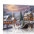 thumbnail image 1 of Nawypu Large Christmas Wall Art-Christmas Canvas Painting, Winter Snow House Scene Pictures, Santa Sleigh Canvas Prints Gift for Room Decor, Christmas Snowman Framed Artwork for Home Wall Decor, 1 of 4