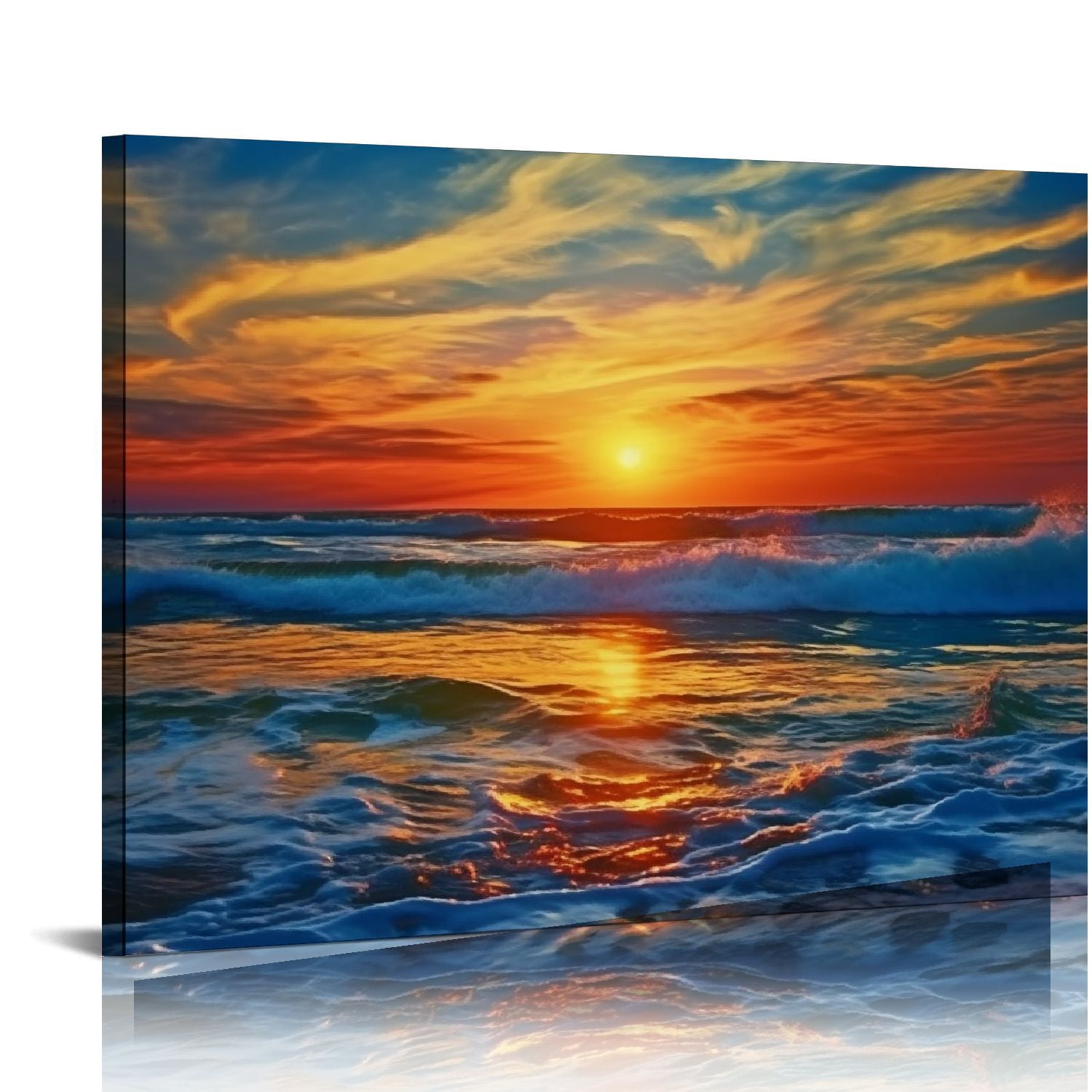 Nawypu Large Ocean Wall Art Wave Painting Sunset Canvas Beach Pictures ...