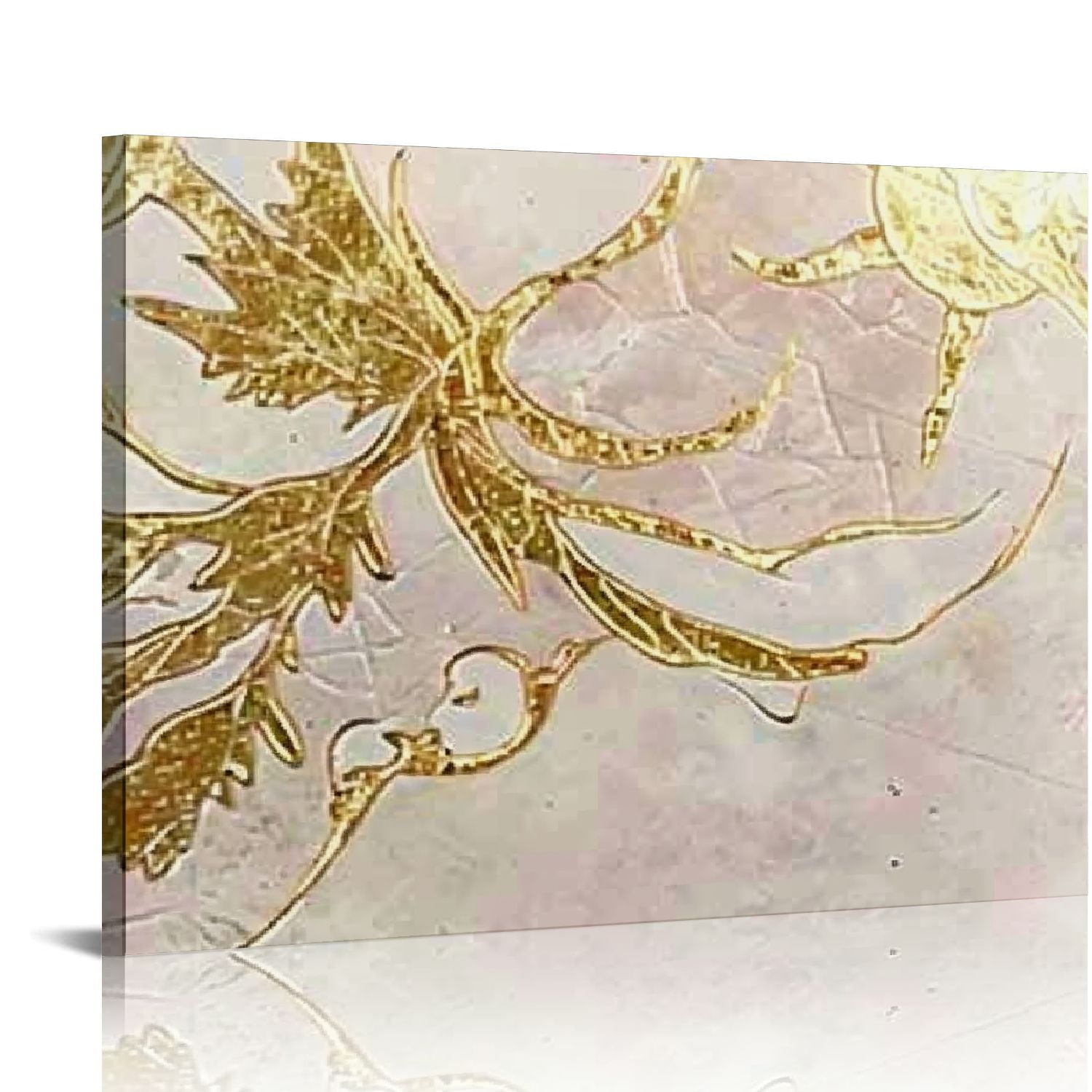 Nawypu Large Pink Canvas Wall Art for Living Room With Gold Goil ...