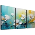 thumbnail image 1 of Nawypu  Large Wall Art Canvas, Abstract White Yellow Flowers Abstract Art Paintings for Bathroom Fantasy Colorful Modern Artwork Decor for Living Room Bedroom Kitchen -12''x16''X3 Panels, 1 of 4
