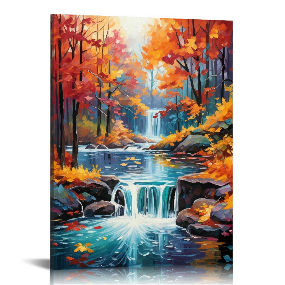 Nawypu Large Wall Art Canvas Prints Waterfall In Deep Rain Forest ...
