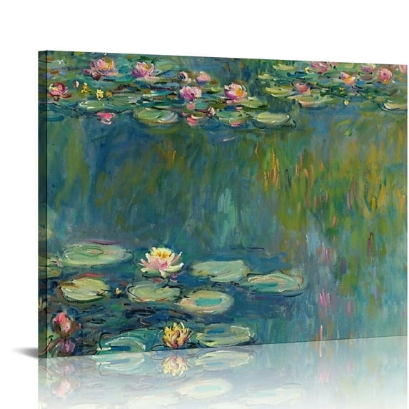 Nawypu Large Water Lilies Canvas Wall Art Famous Painting - Classic Canvas Art Wall Decor Nature Picture Print with Framed for Home Office Wall Decor