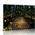 thumbnail image 1 of Nawypu Large Wooden Framed Canvas Wall Art Fireflies flying over a wooden bridge Canvas Prints Painting Artwork for Home Decoration Living Room Bedroom Ready to Hang, 1 of 4