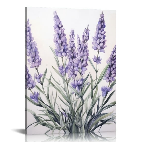 Nawypu Lavender Canvas Wall Art Purple Flower Picture Print Floral Plants Painting Minimalism Poster Artwork for Home Living Room Bedroom Bathroom Office Decor